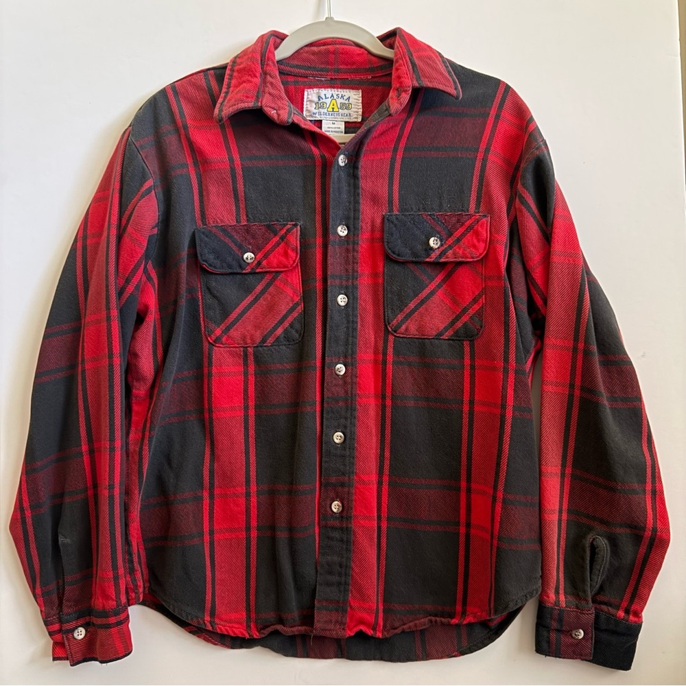 Vintage Alaska Wilderness Gear Plaid Flannel Button Down Shirt